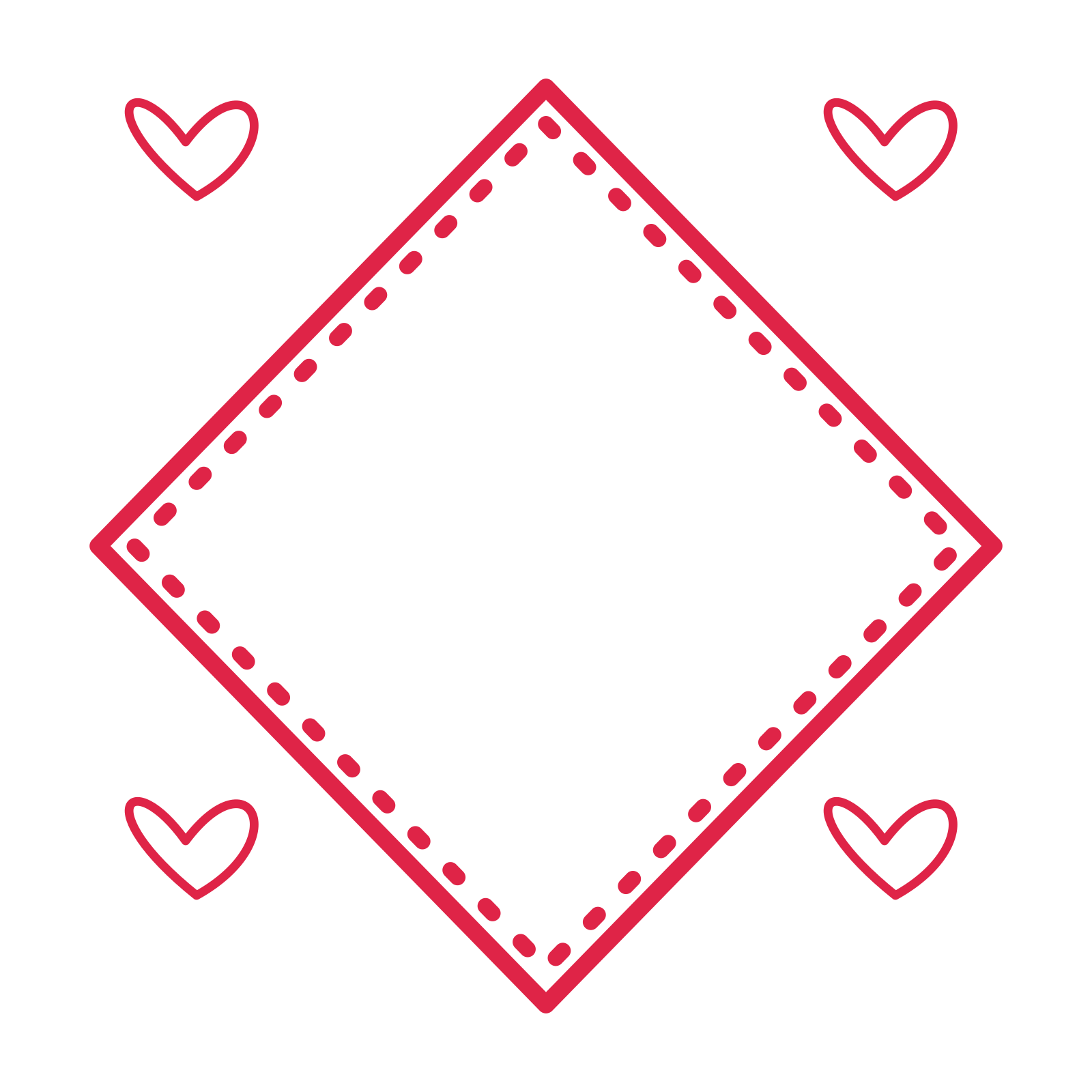 An open diamond frame with loop ornaments and a dotted border. The middle stays transparent for your text or photograph.