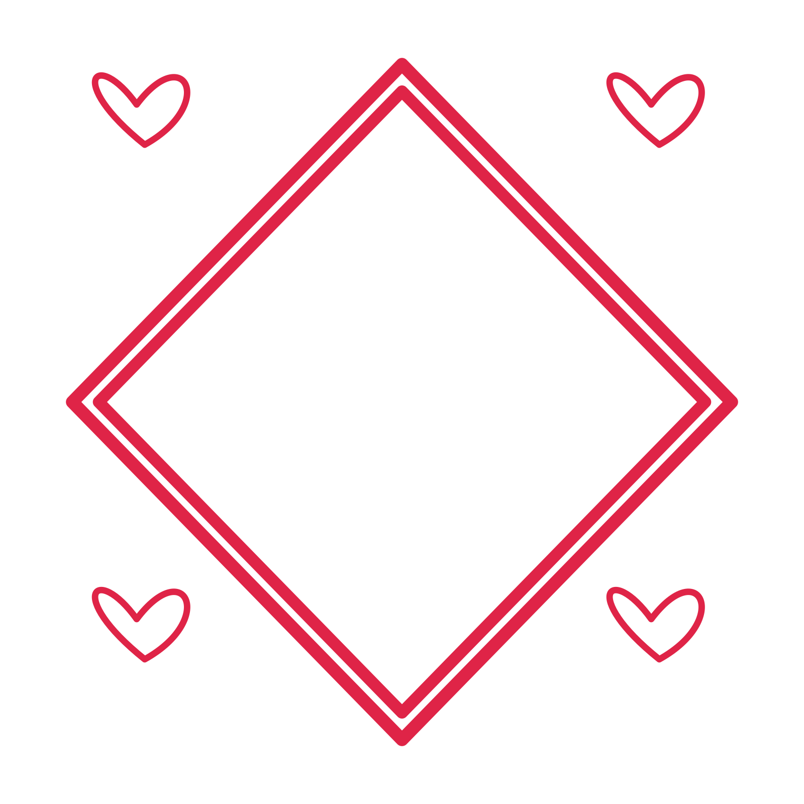 An open diamond frame with loop ornaments and a double border. The middle stays transparent for your text or photograph.