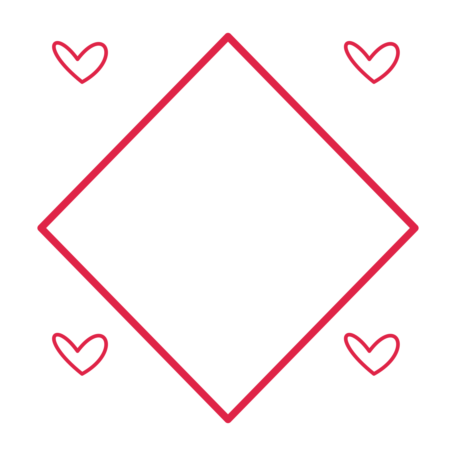 An open diamond frame with loop ornaments and a single border. The middle stays transparent for your text or photograph.