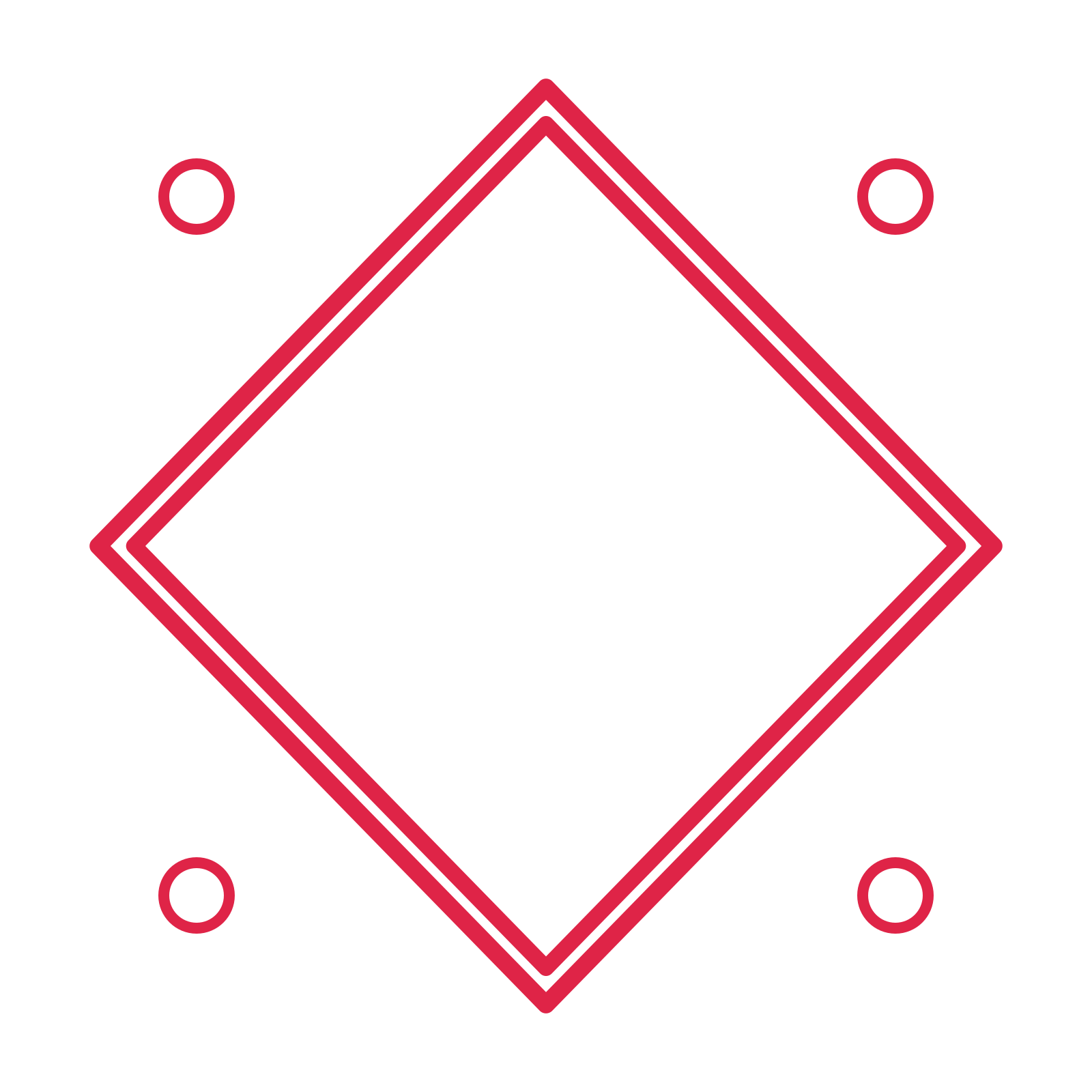 An open diamond frame with ring ornaments and a double border. The middle stays transparent for your text or photograph.