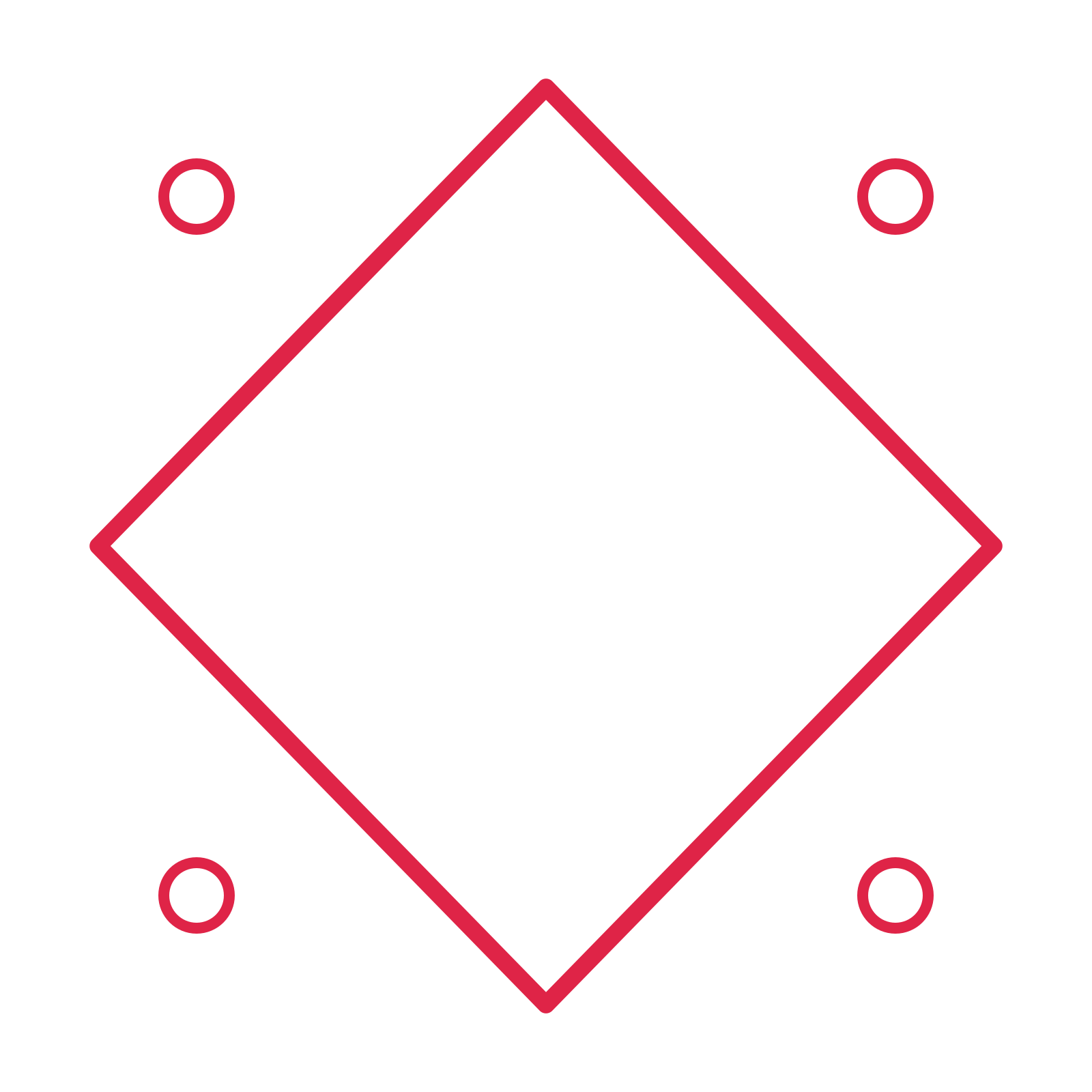 An open diamond frame with ring ornaments and a single border. The middle stays transparent for your text or photograph.