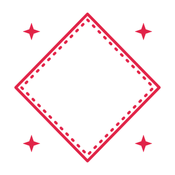 An open diamond frame with sparkle ornaments and a dotted border. The middle stays transparent for your text or photograph.