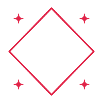 An open diamond frame with sparkle ornaments and a single border. The middle stays transparent for your text or photograph.