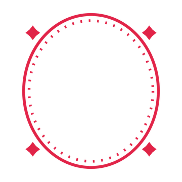 An open oval frame with diamond ornaments and a dotted border. The middle stays transparent for your text or photograph.