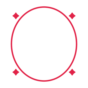 An open oval frame with diamond ornaments and a single border. The middle stays transparent for your text or photograph.