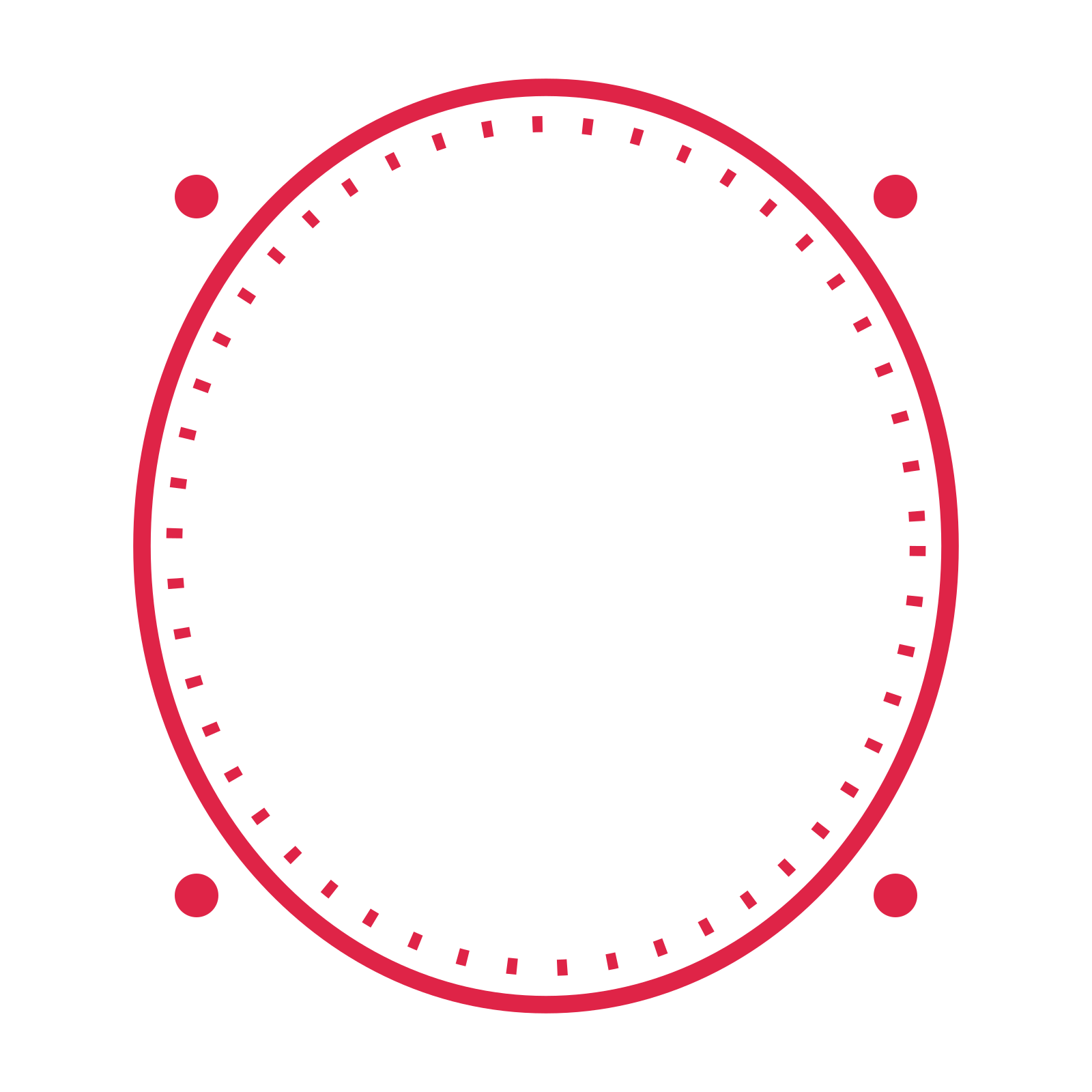 An open oval frame with dot ornaments and a dotted border. The middle stays transparent for your text or photograph.