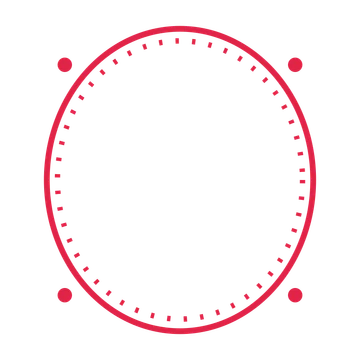 An open oval frame with dot ornaments and a dotted border. The middle stays transparent for your text or photograph.