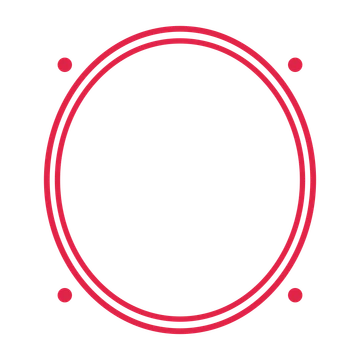 An open oval frame with dot ornaments and a double border. The middle stays transparent for your text or photograph.