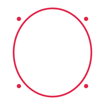 An open oval frame with dot ornaments and a single border. The middle stays transparent for your text or photograph.