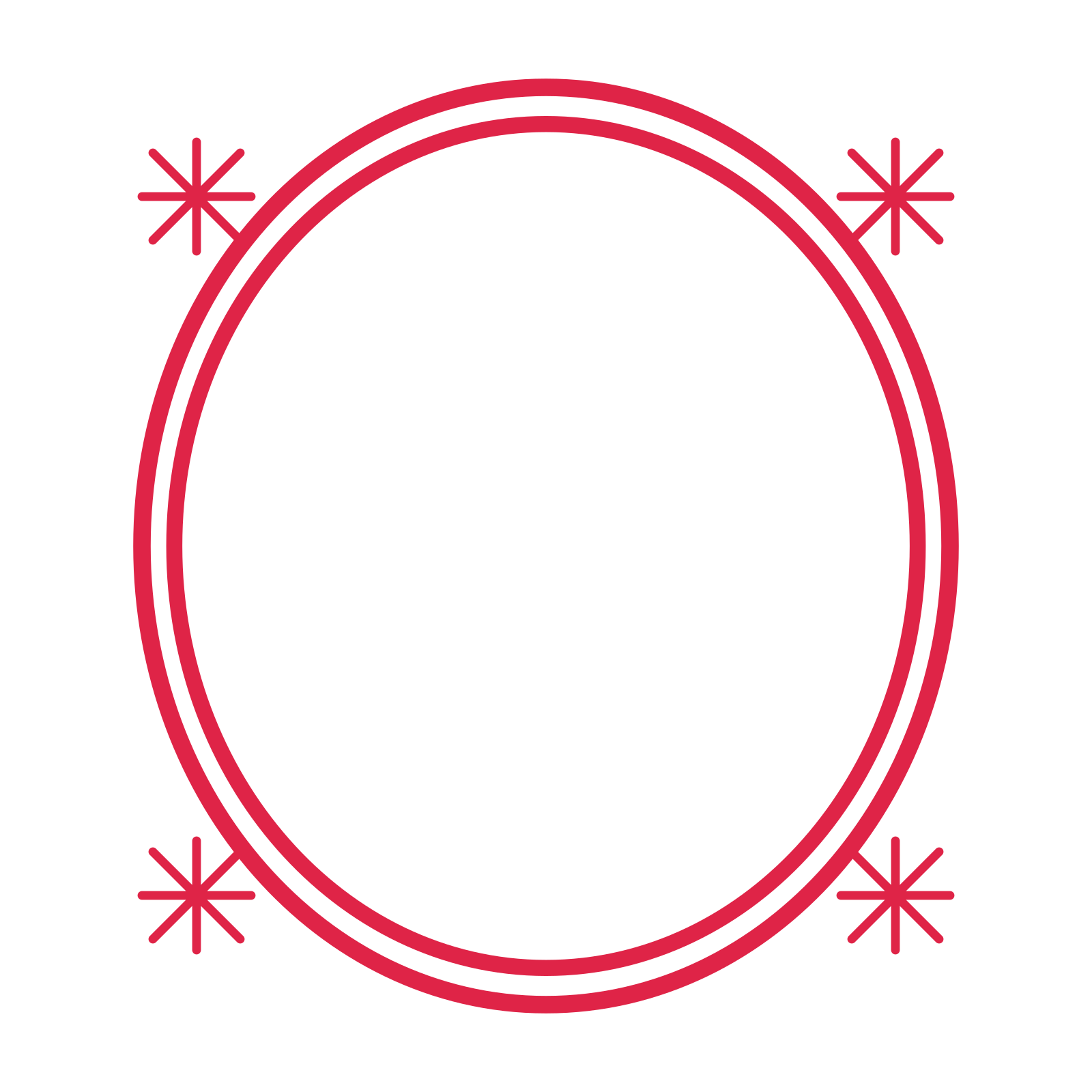 An open oval frame with fan ornaments and a double border. The middle stays transparent for your text or photograph.