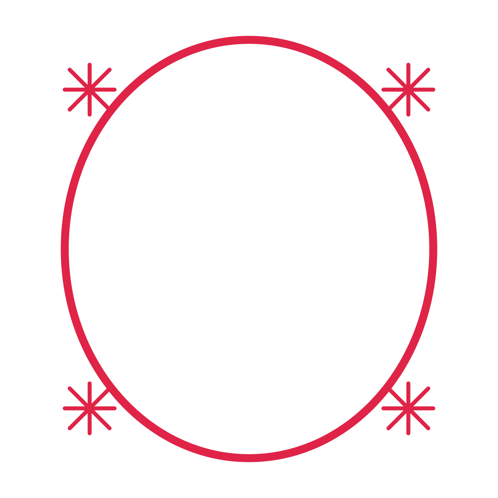 An open oval frame with fan ornaments and a single border. The middle stays transparent for your text or photograph.