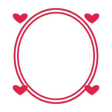 An open oval frame with heart ornaments and a double border. The middle stays transparent for your text or photograph.