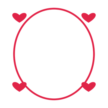 An open oval frame with heart ornaments and a single border. The middle stays transparent for your text or photograph.