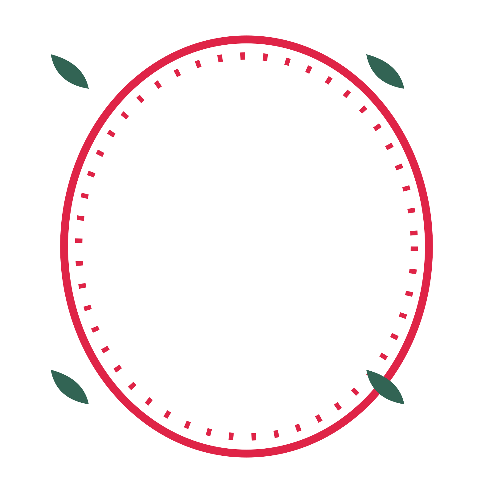 An open oval frame with leaf ornaments and a dotted border. The middle stays transparent for your text or photograph.