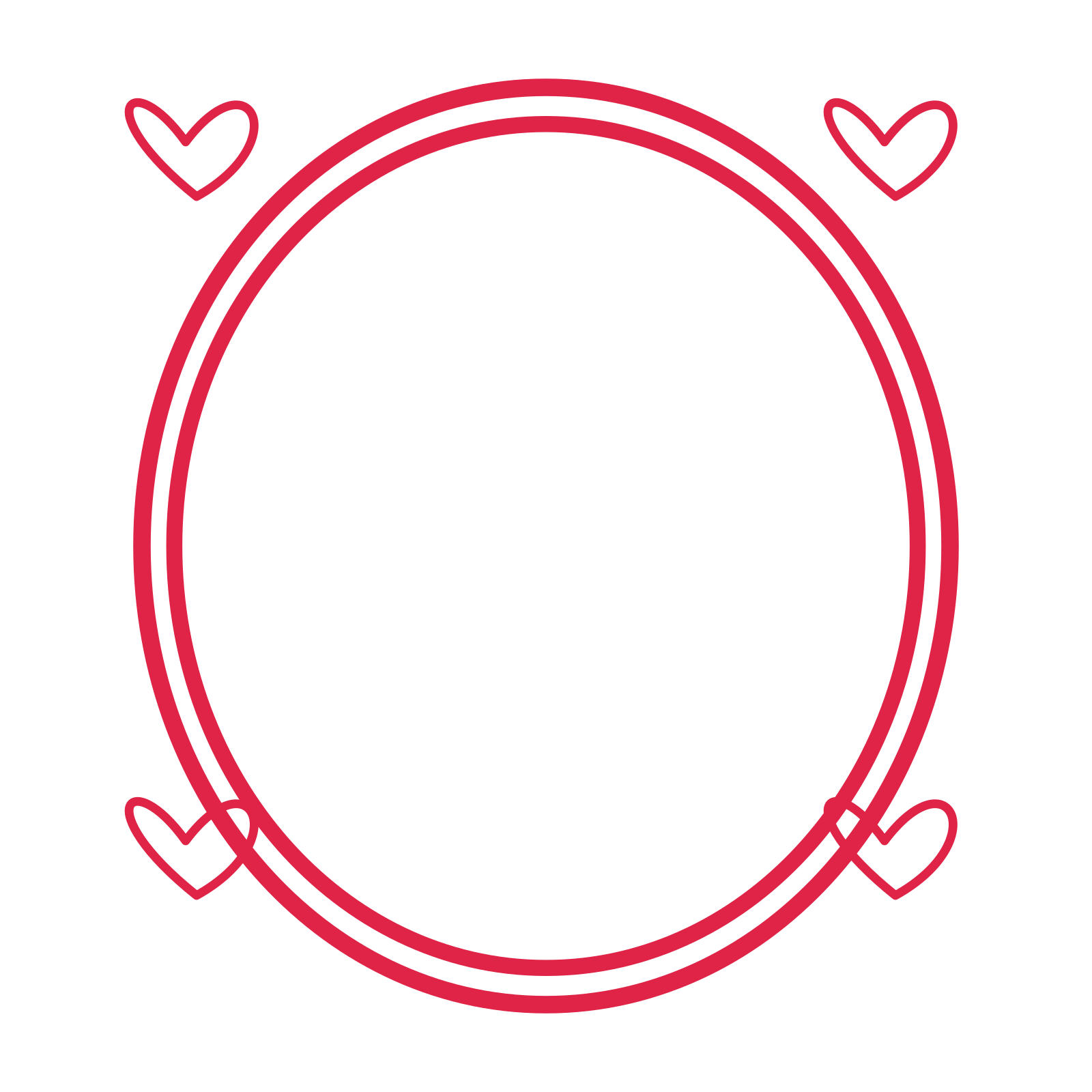 An open oval frame with loop ornaments and a double border. The middle stays transparent for your text or photograph.