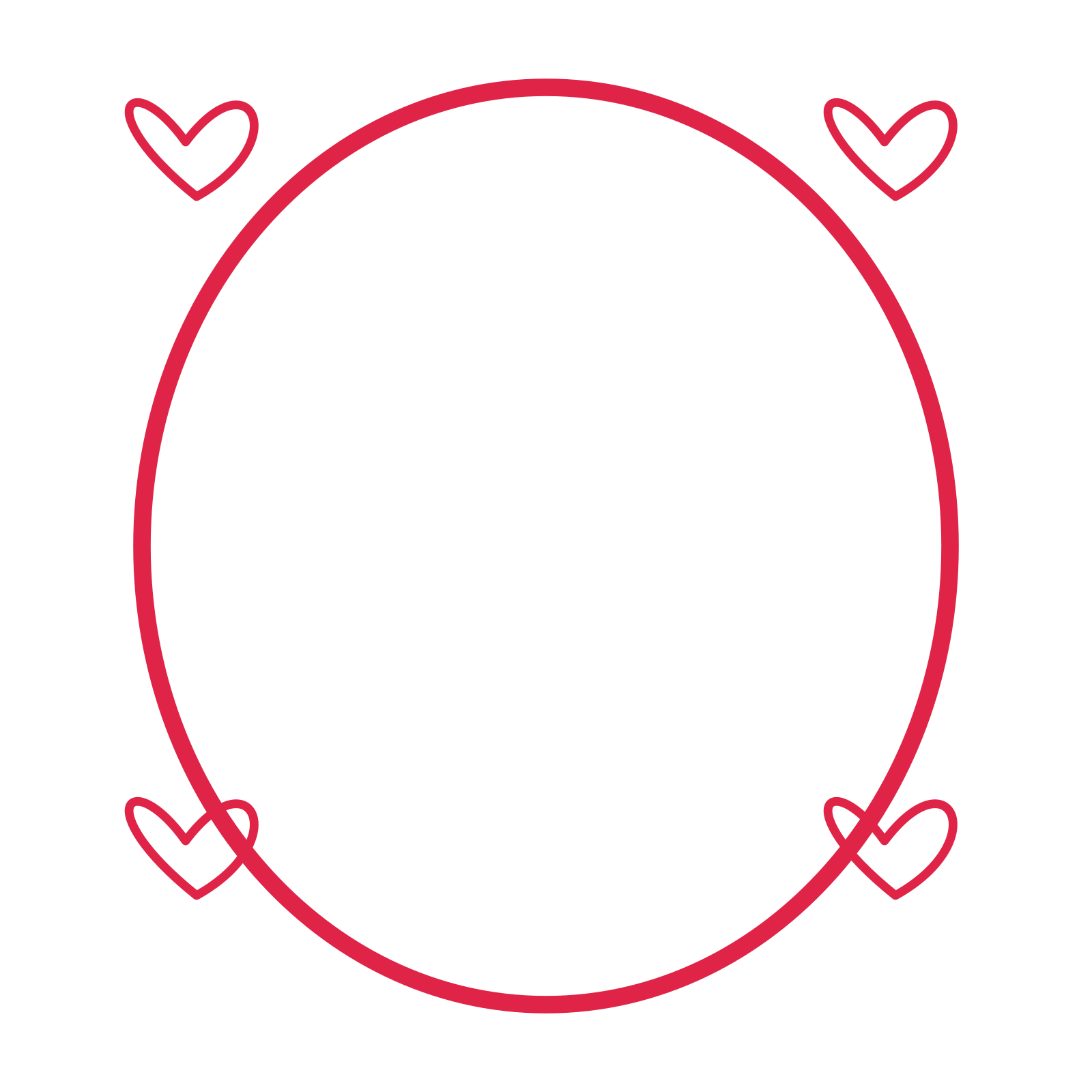 An open oval frame with loop ornaments and a single border. The middle stays transparent for your text or photograph.