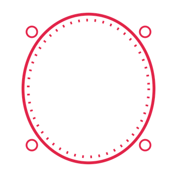 An open oval frame with ring ornaments and a dotted border. The middle stays transparent for your text or photograph.