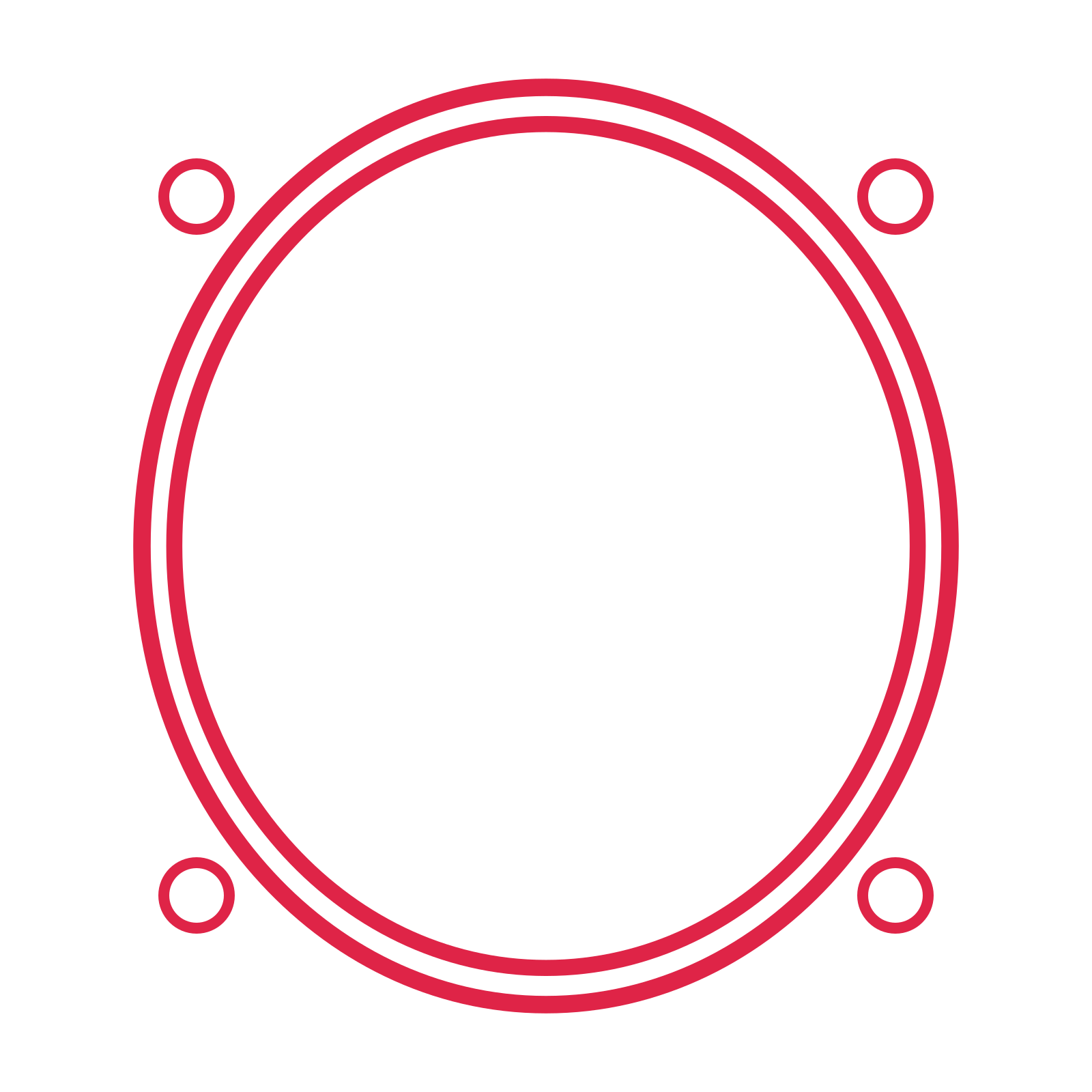 An open oval frame with ring ornaments and a double border. The middle stays transparent for your text or photograph.