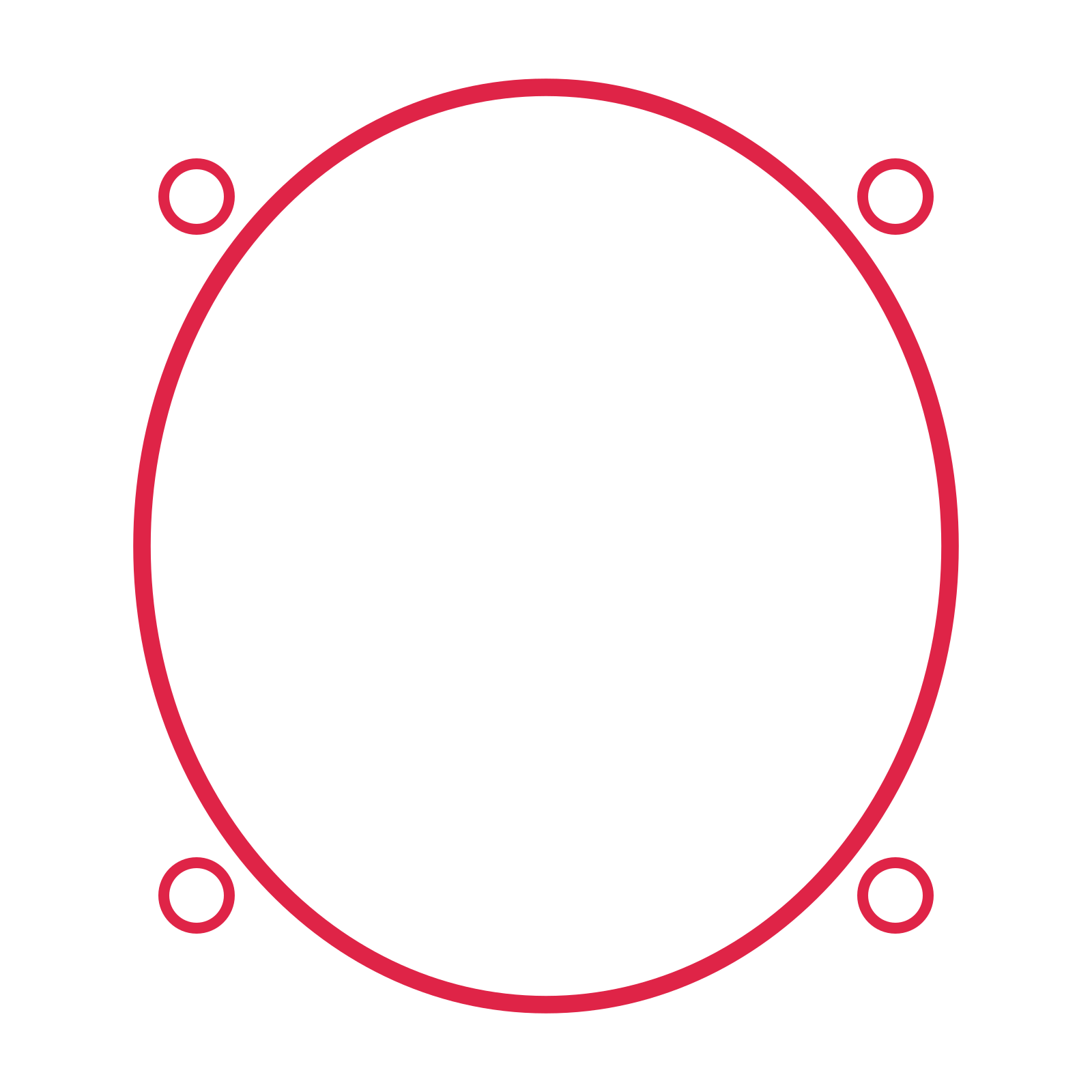 An open oval frame with ring ornaments and a single border. The middle stays transparent for your text or photograph.