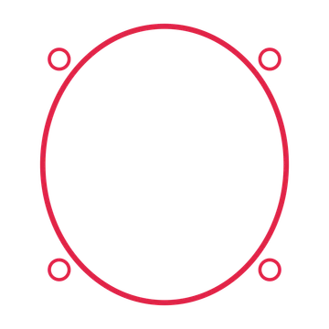 An open oval frame with ring ornaments and a single border. The middle stays transparent for your text or photograph.