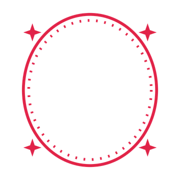 An open oval frame with sparkle ornaments and a dotted border. The middle stays transparent for your text or photograph.