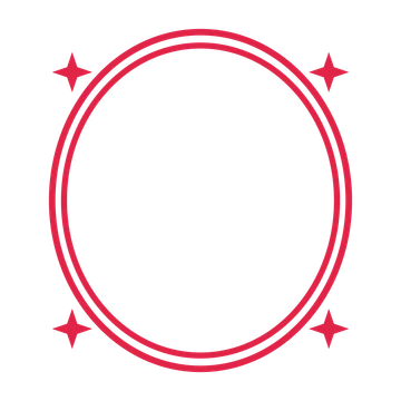 An open oval frame with sparkle ornaments and a double border. The middle stays transparent for your text or photograph.