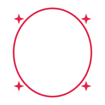 An open oval frame with sparkle ornaments and a single border. The middle stays transparent for your text or photograph.