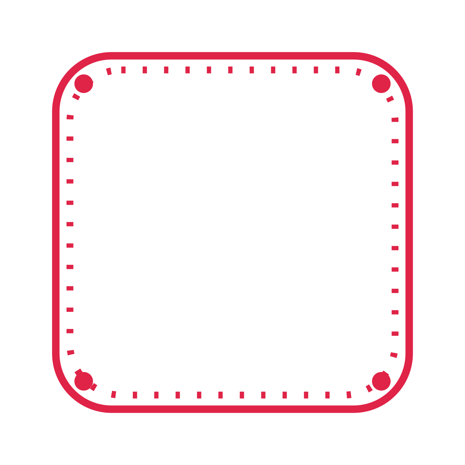 An open rounded frame with dot ornaments and a dotted border. The middle stays transparent for your text or photograph.