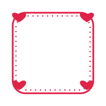 An open rounded frame with heart ornaments and a dotted border. The middle stays transparent for your text or photograph.