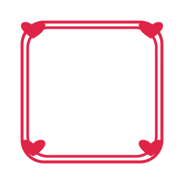 An open rounded frame with heart ornaments and a double border. The middle stays transparent for your text or photograph.
