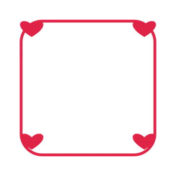 An open rounded frame with heart ornaments and a single border. The middle stays transparent for your text or photograph.