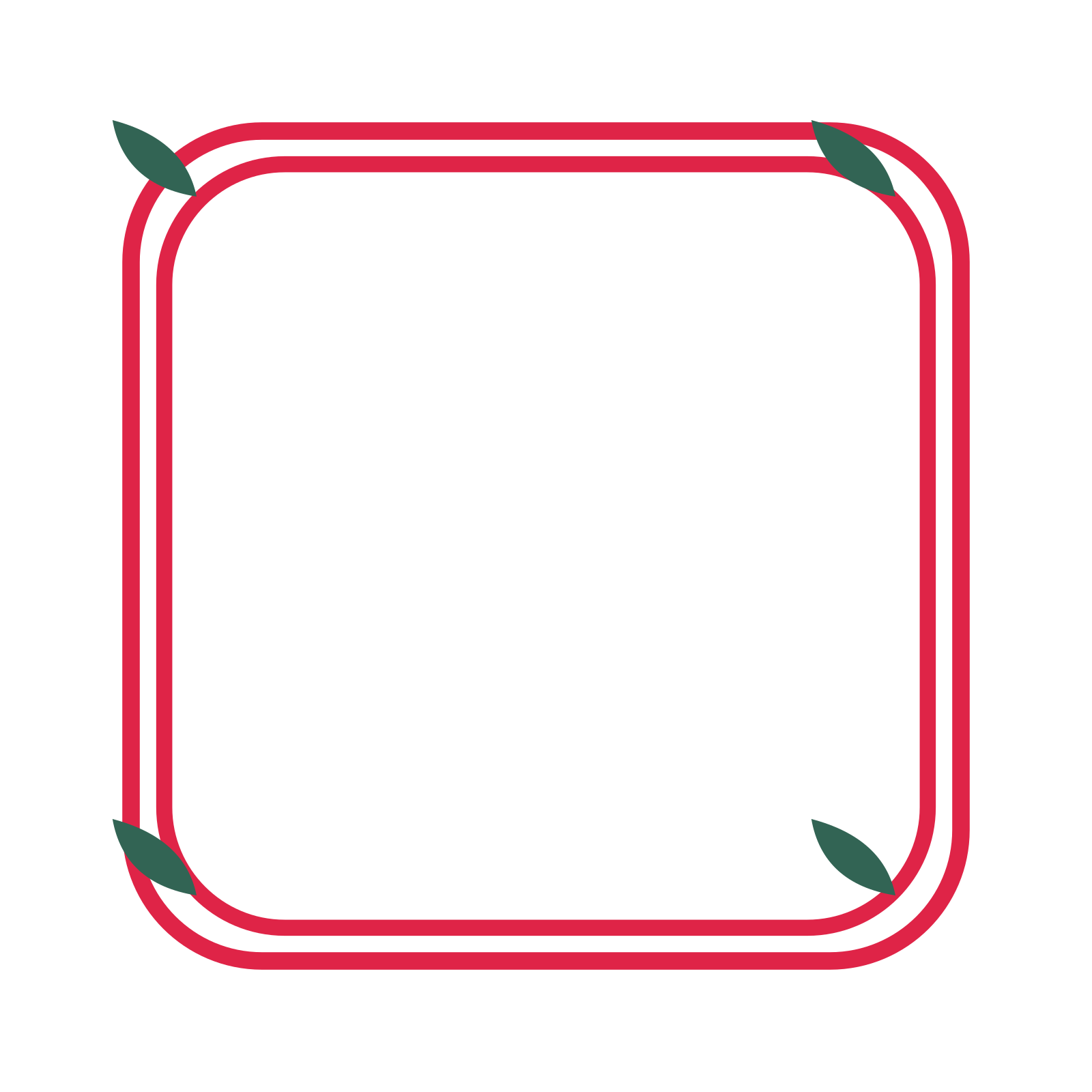 An open rounded frame with leaf ornaments and a double border. The middle stays transparent for your text or photograph.