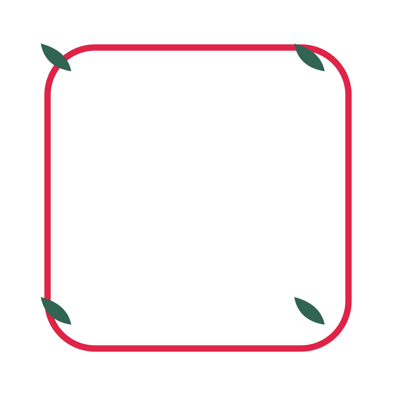 An open rounded frame with leaf ornaments and a single border. The middle stays transparent for your text or photograph.