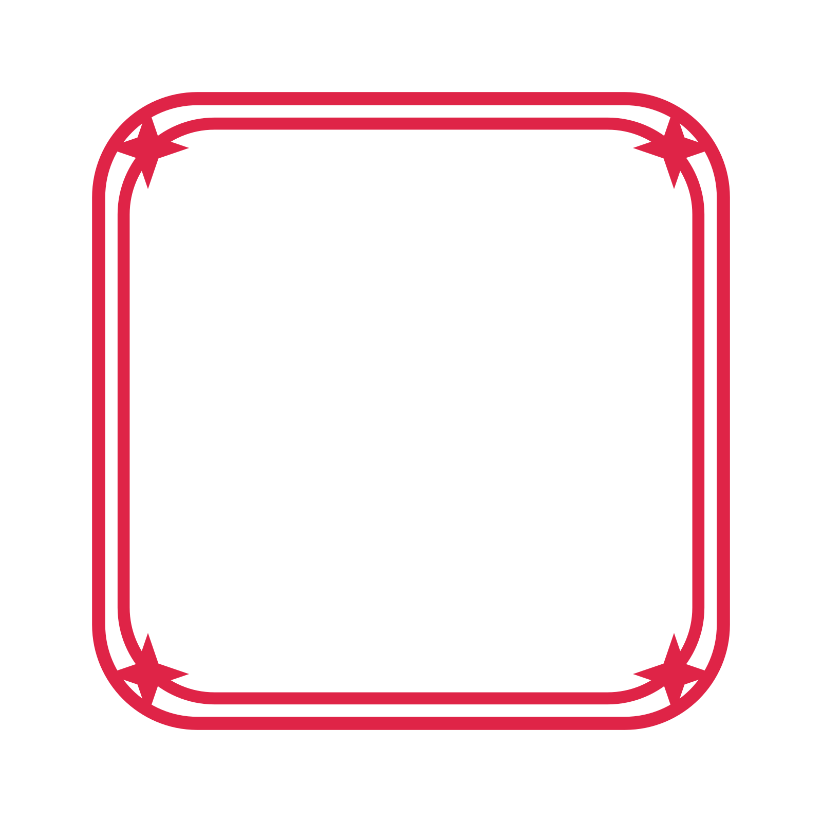 An open rounded frame with sparkle ornaments and a double border. The middle stays transparent for your text or photograph.