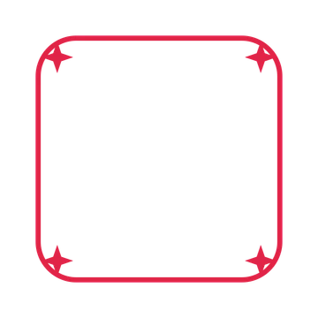 An open rounded frame with sparkle ornaments and a single border. The middle stays transparent for your text or photograph.