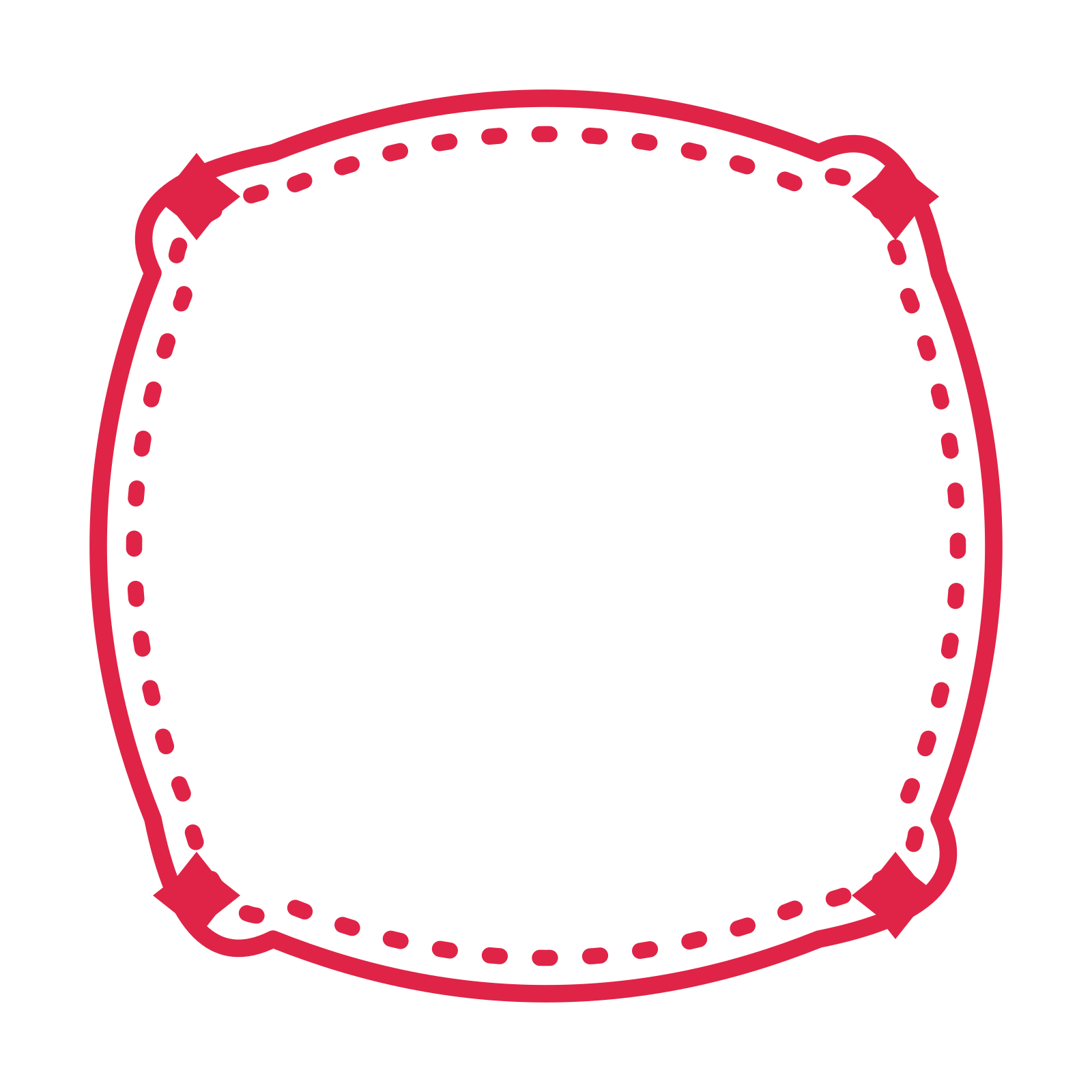 An open scallop frame with diamond ornaments and a dotted border. The middle stays transparent for your text or photograph.