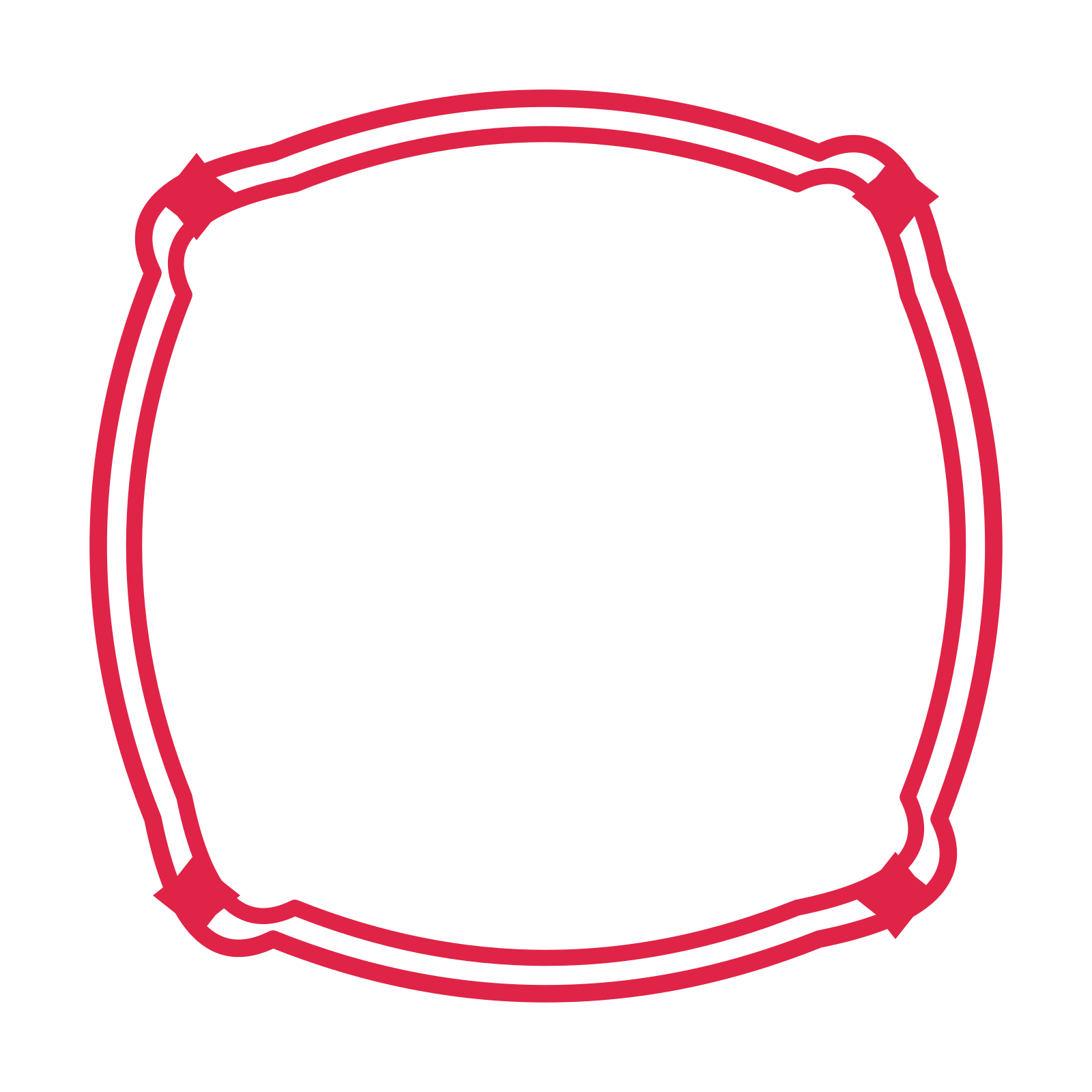 An open scallop frame with diamond ornaments and a double border. The middle stays transparent for your text or photograph.