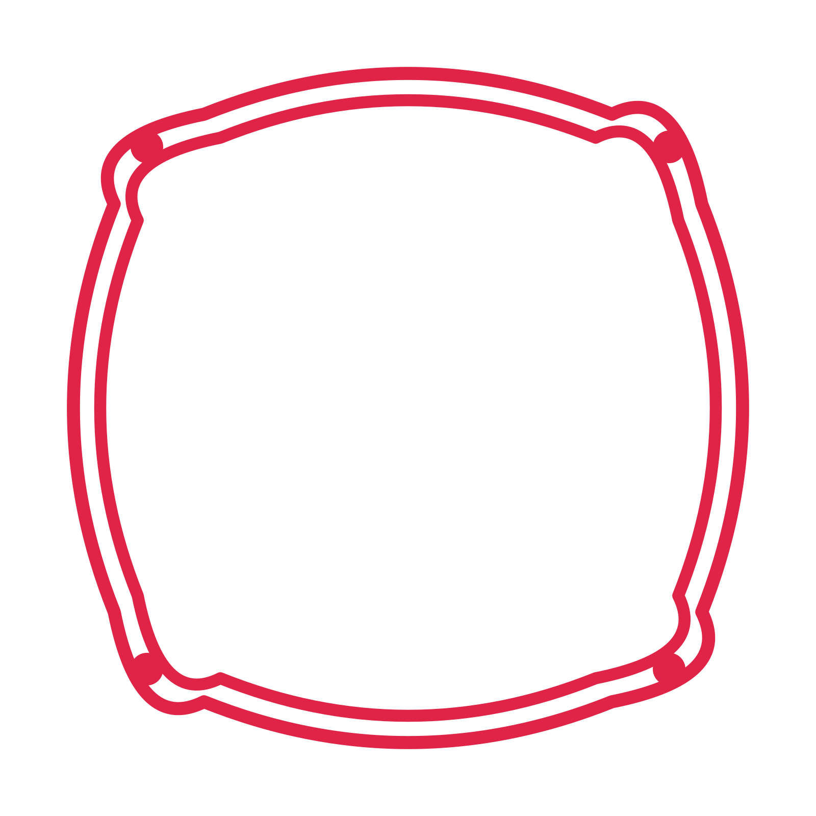 An open scallop frame with dot ornaments and a double border. The middle stays transparent for your text or photograph.