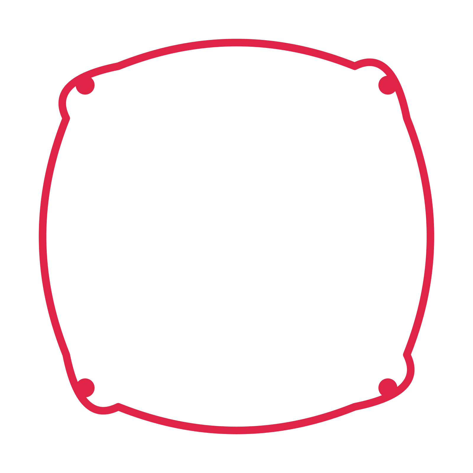 An open scallop frame with dot ornaments and a single border. The middle stays transparent for your text or photograph.