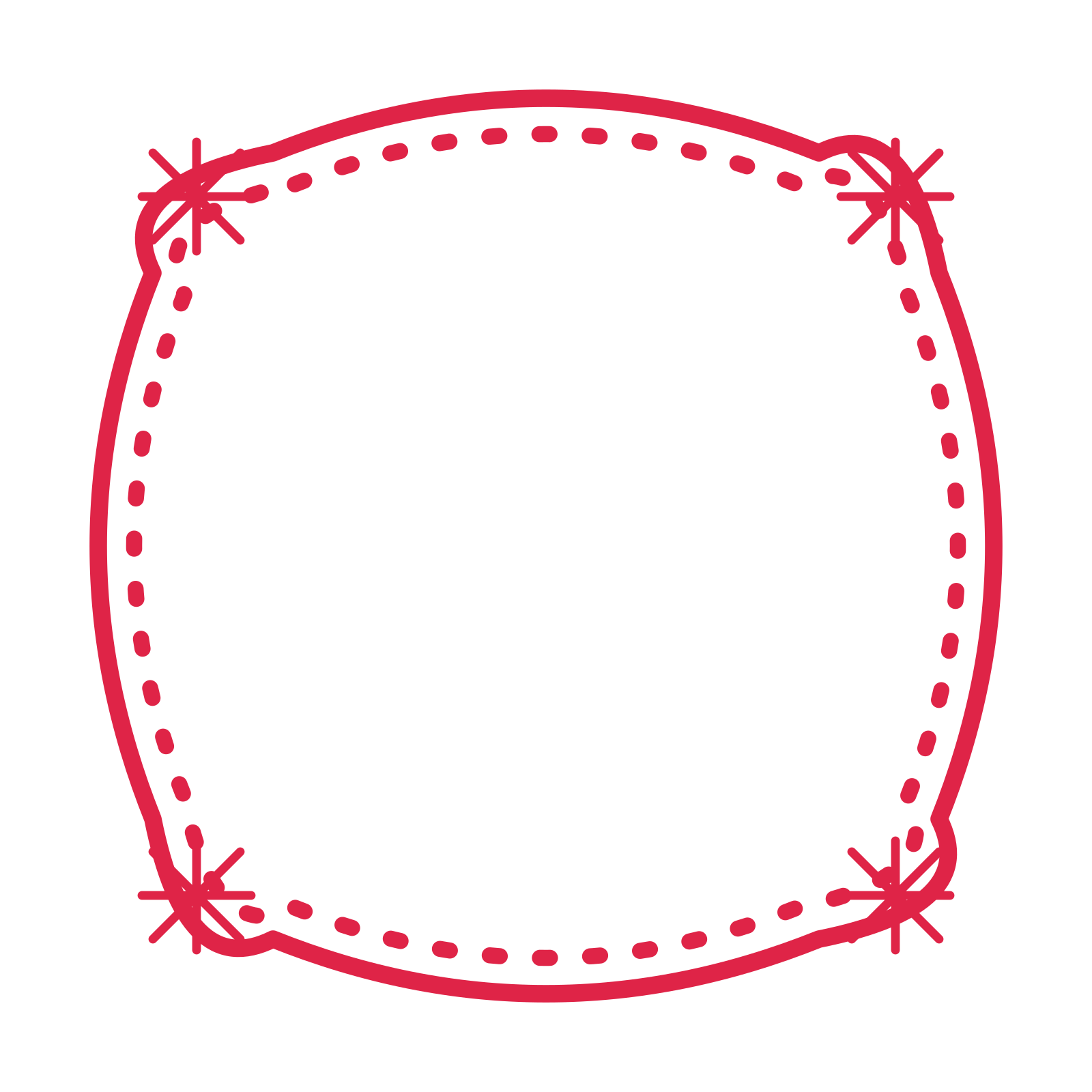 An open scallop frame with fan ornaments and a dotted border. The middle stays transparent for your text or photograph.