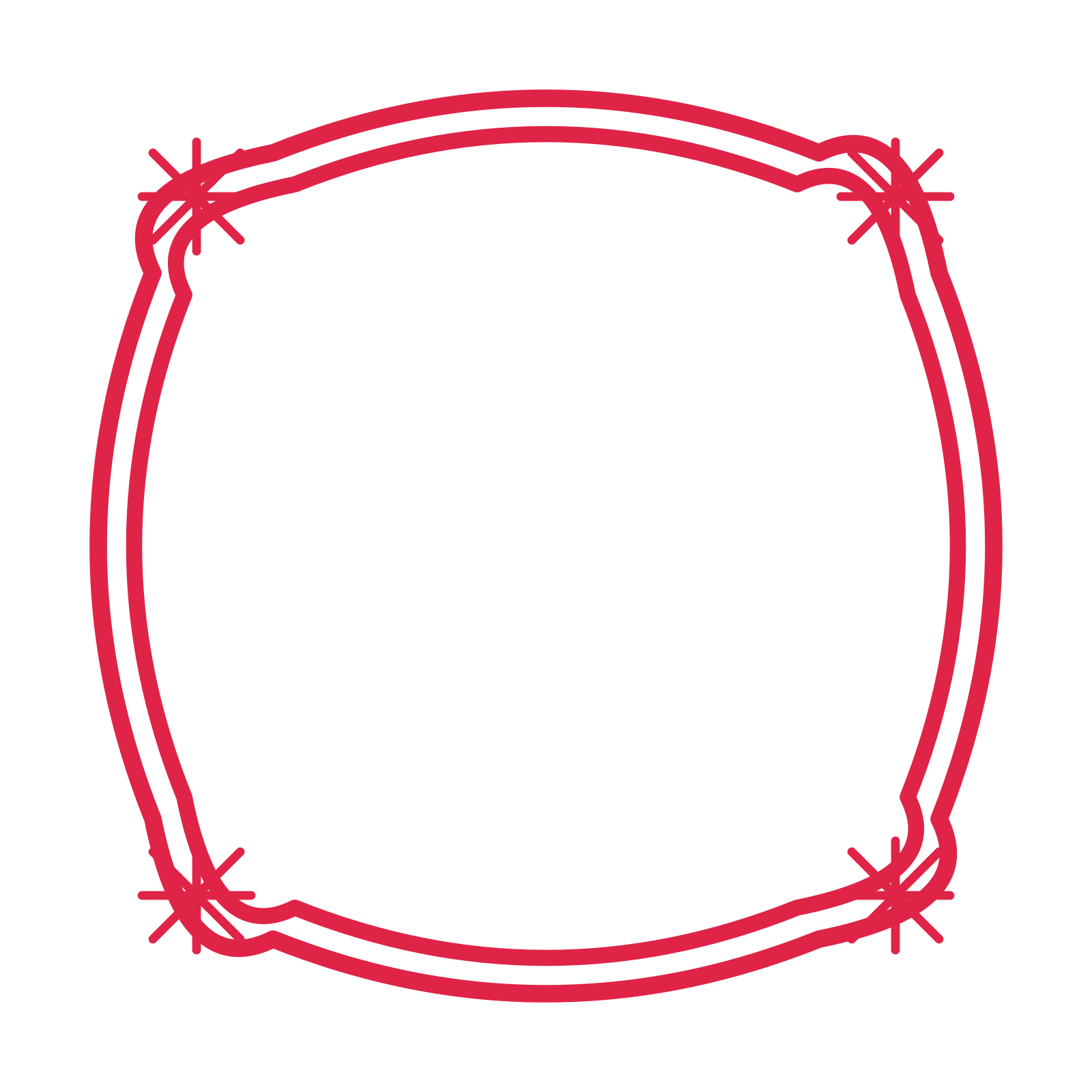An open scallop frame with fan ornaments and a double border. The middle stays transparent for your text or photograph.