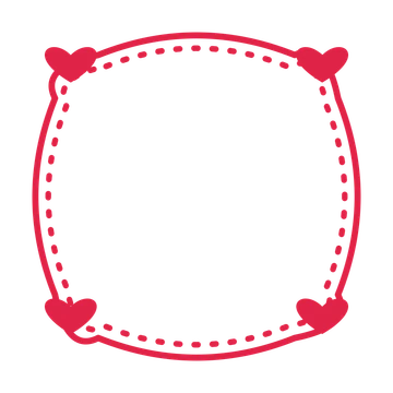 An open scallop frame with heart ornaments and a dotted border. The middle stays transparent for your text or photograph.