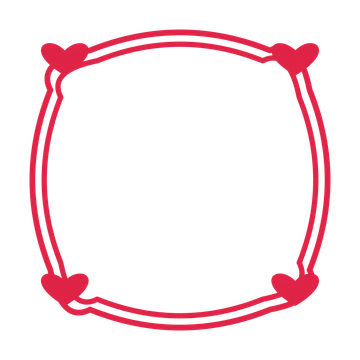 An open scallop frame with heart ornaments and a double border. The middle stays transparent for your text or photograph.