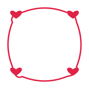 An open scallop frame with heart ornaments and a single border. The middle stays transparent for your text or photograph.