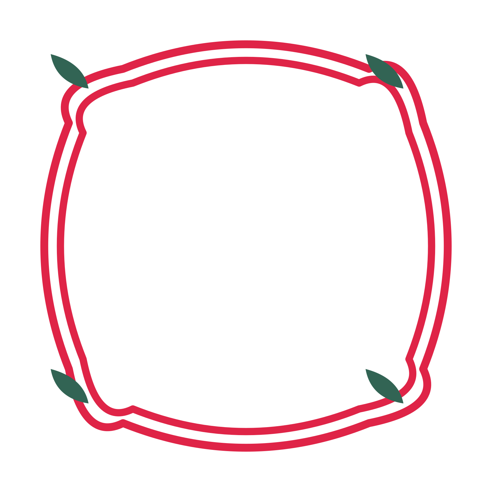 An open scallop frame with leaf ornaments and a double border. The middle stays transparent for your text or photograph.