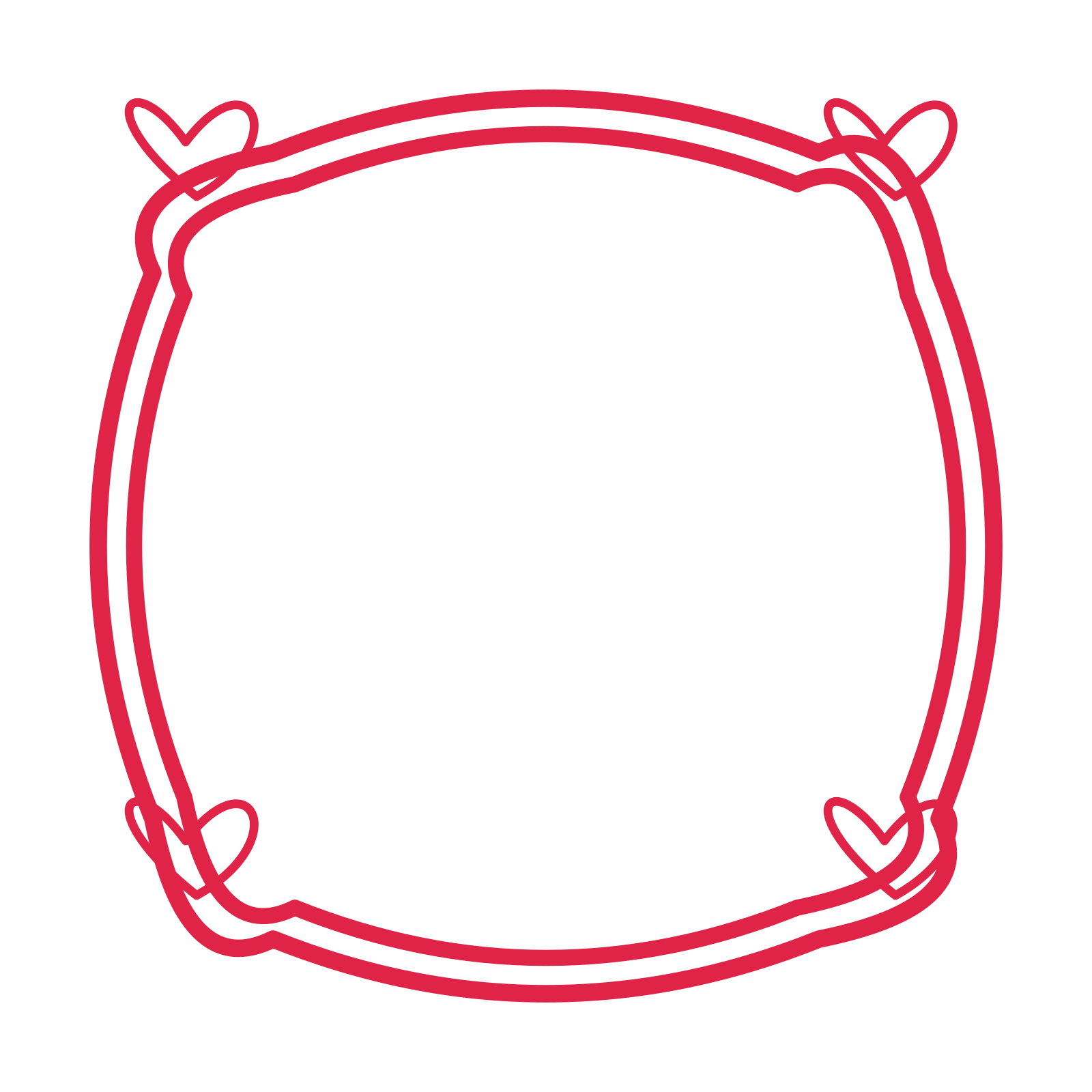 An open scallop frame with loop ornaments and a double border. The middle stays transparent for your text or photograph.