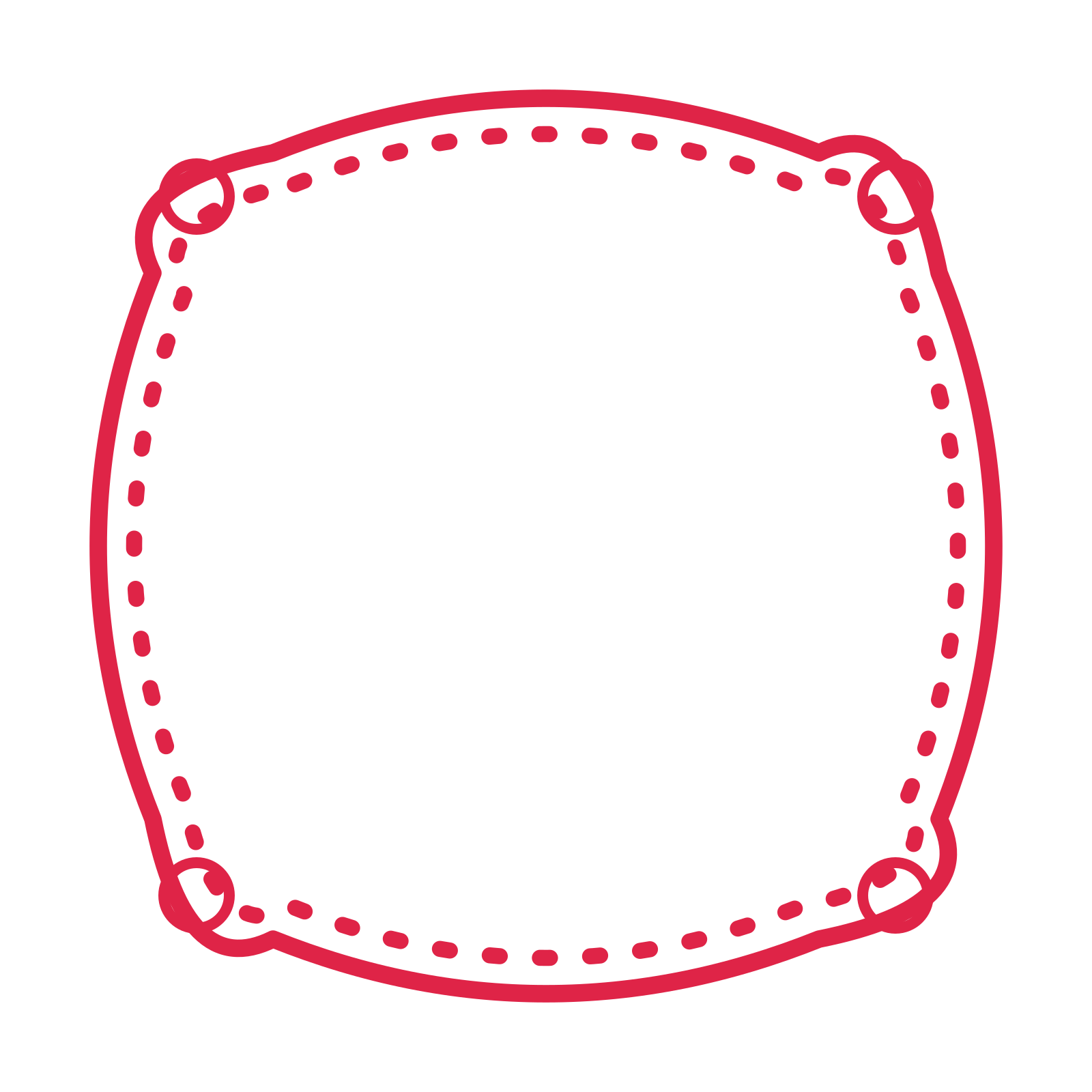 An open scallop frame with ring ornaments and a dotted border. The middle stays transparent for your text or photograph.