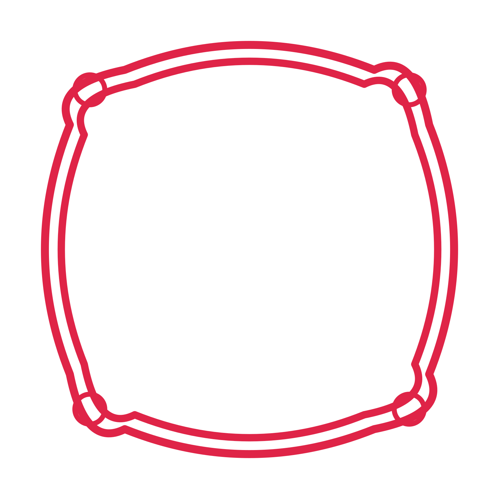 An open scallop frame with ring ornaments and a double border. The middle stays transparent for your text or photograph.