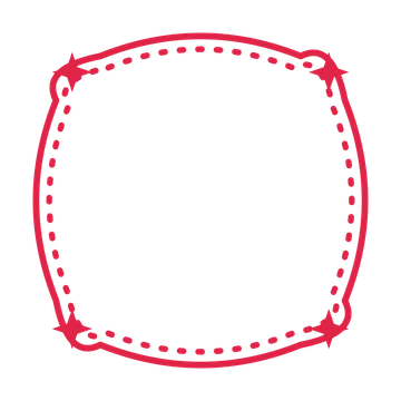 An open scallop frame with sparkle ornaments and a dotted border. The middle stays transparent for your text or photograph.