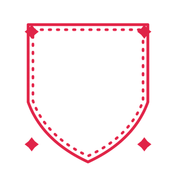 An open shield frame with diamond ornaments and a dotted border. The middle stays transparent for your text or photograph.